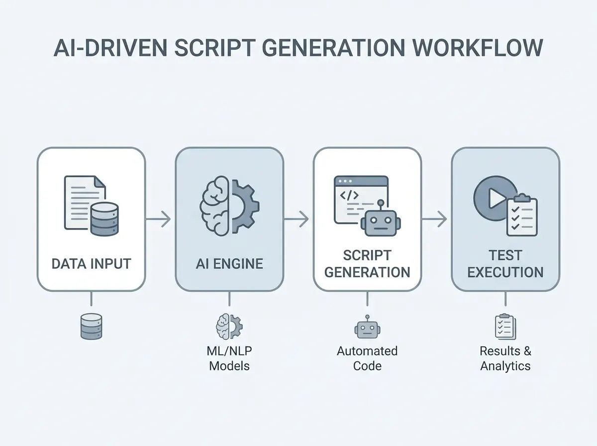 Workflow from data input to AI-generated script to test execution