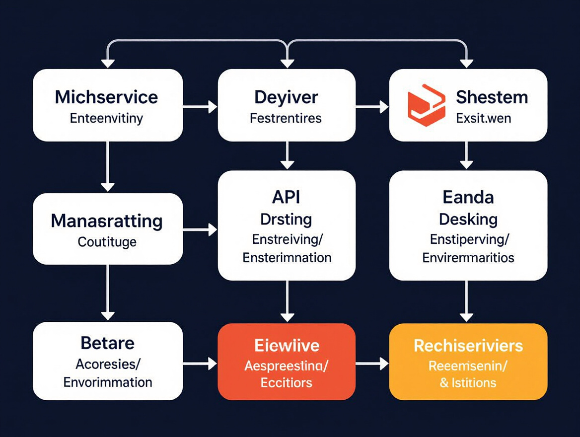 Workflow diagram showing API interactions and dependencies in a microservices architecture