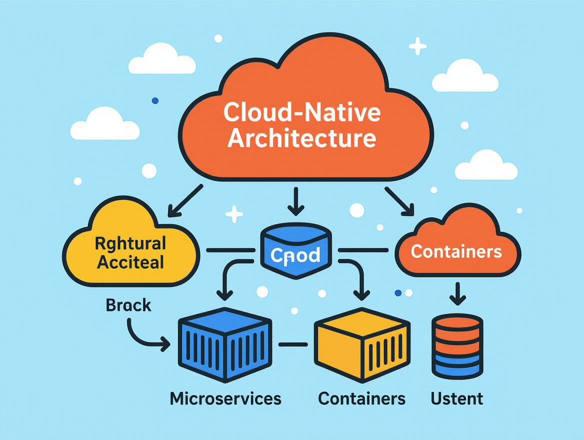 Diagram showing cloud-native architecture with microservices and containers