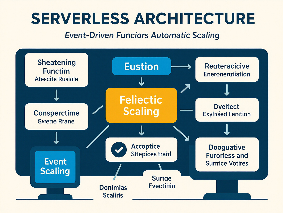 Diagram illustrating serverless architecture with event-driven functions and automatic scaling