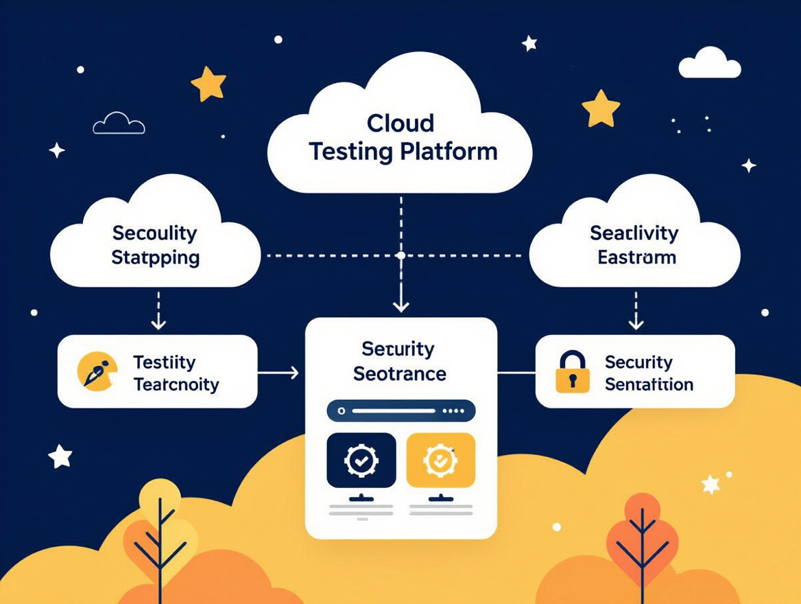 Diagram showing cloud testing platform architecture with scalability and security features