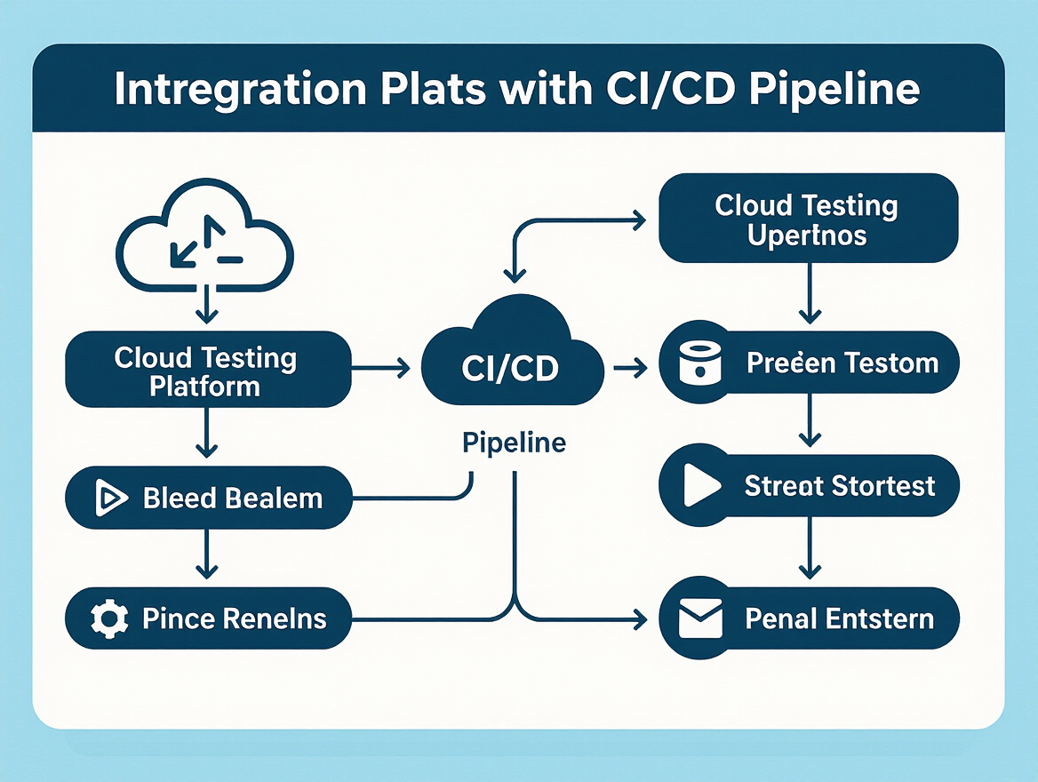 Workflow chart illustrating integration of cloud testing platform with CI/CD pipeline