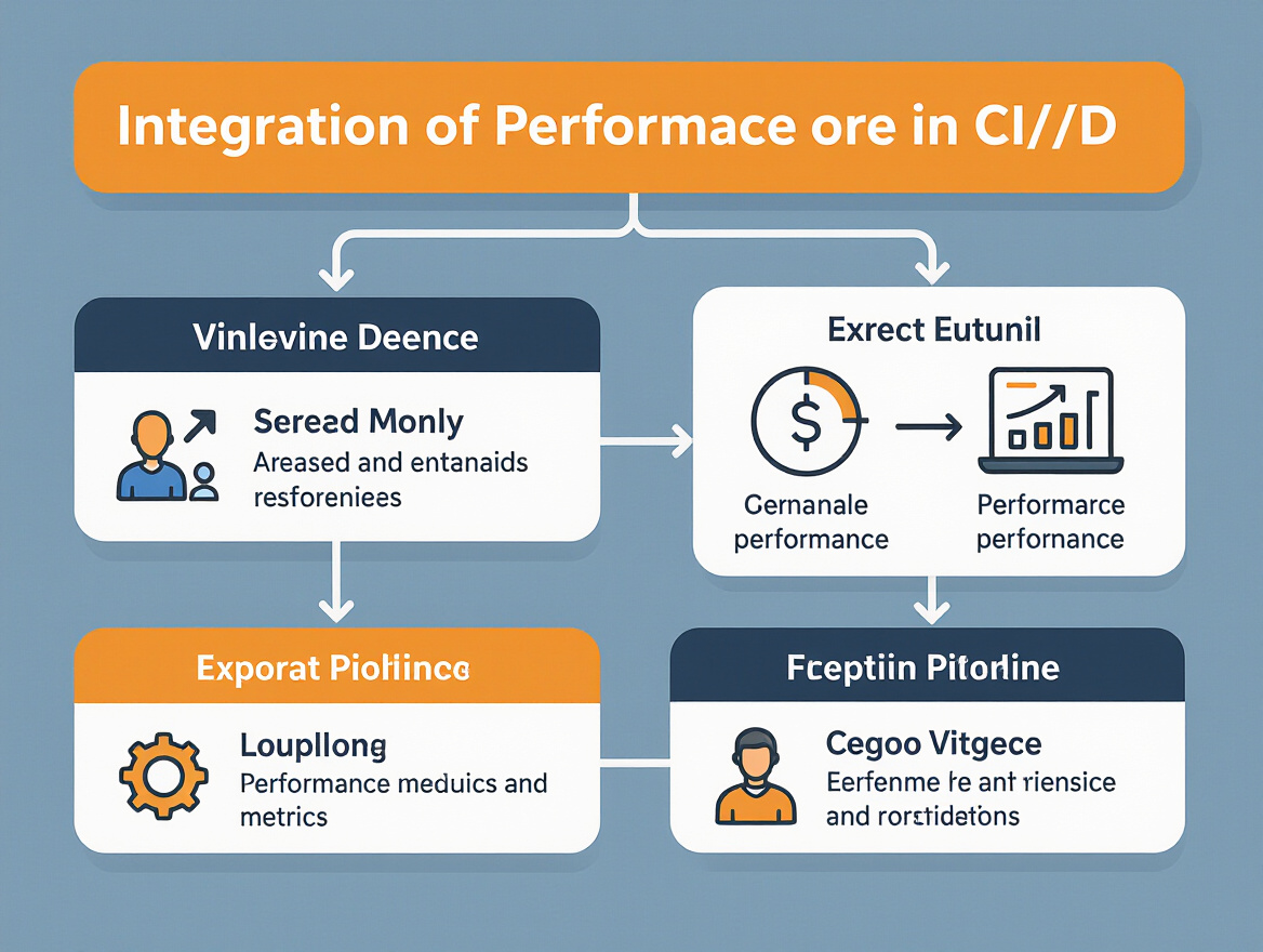 Workflow diagram showing integration of performance metrics in CI/CD