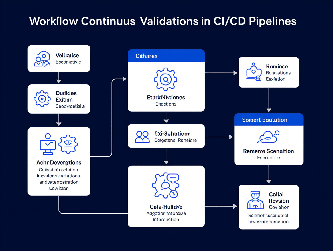 Workflow of AI-driven continuous validation in CI/CD pipelines