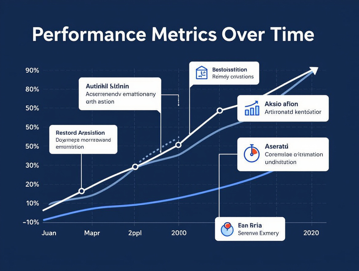 Graph illustrating performance metrics over time with annotations