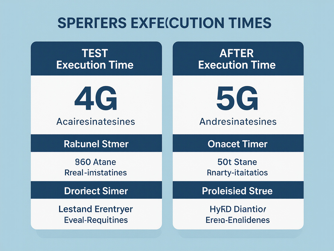 Before and after comparison chart of test execution times on 4G vs 5G