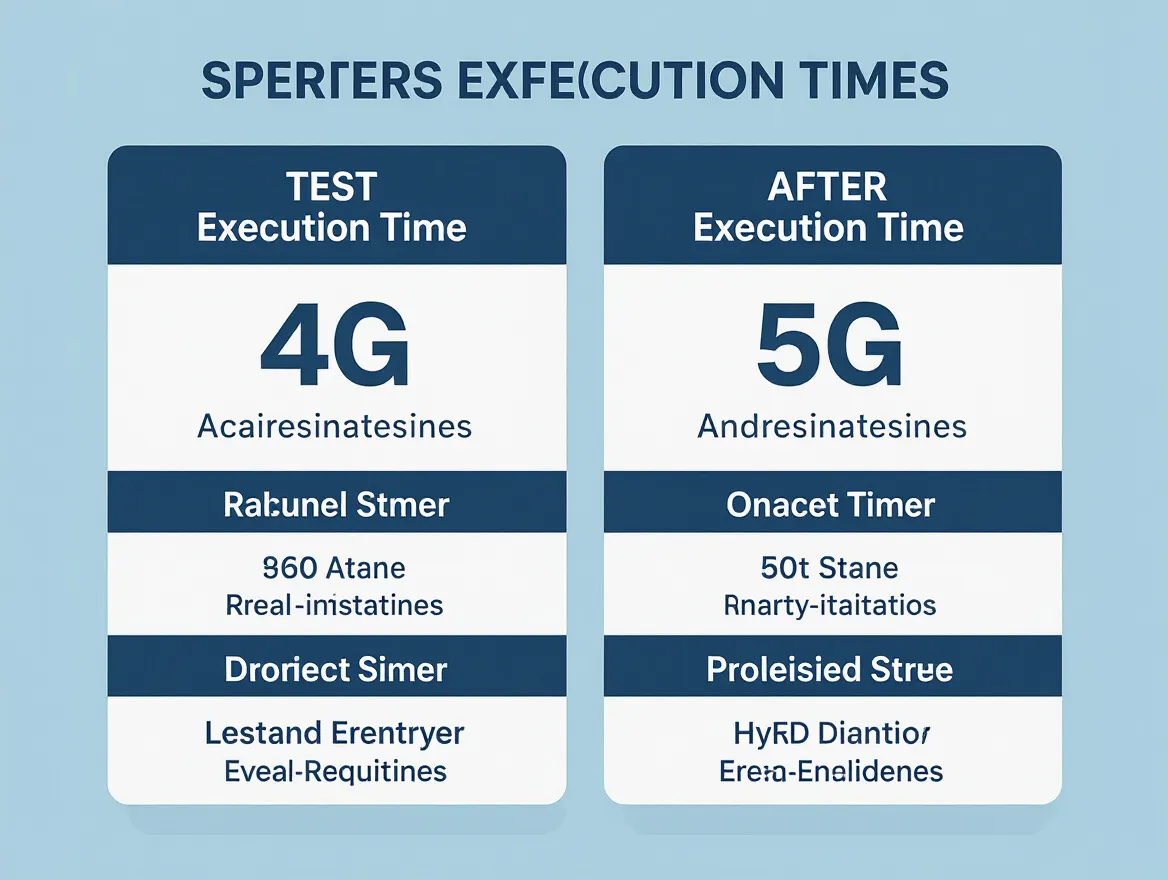 Before and after comparison chart of test execution times on 4G vs 5G