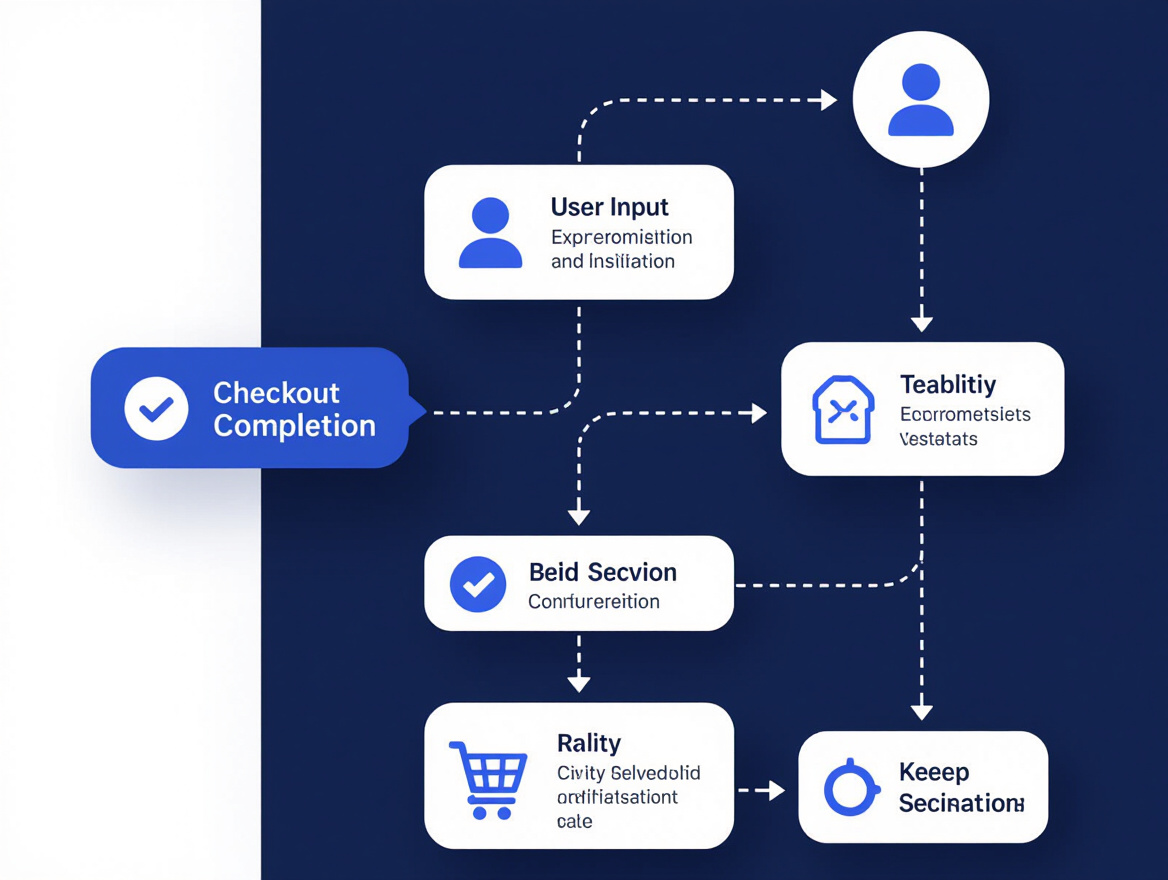 Diagram illustrating the flow of data from user input to checkout completion, highlighting key optimization points
