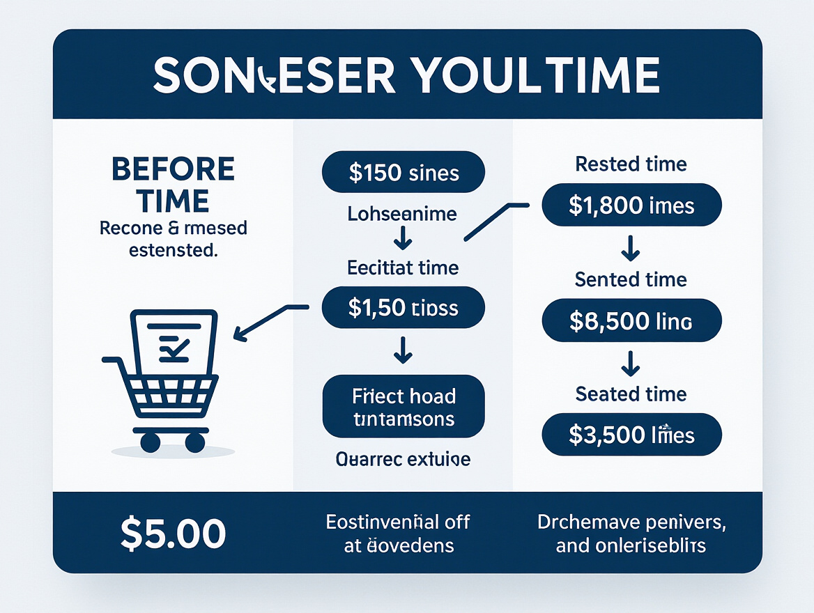 Graph showing the reduction in checkout time before and after optimization, with annotations on key changes