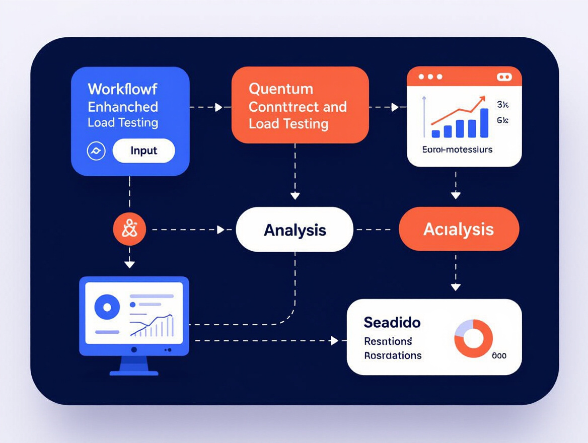 Workflow of quantum-enhanced load testing process from input to analysis