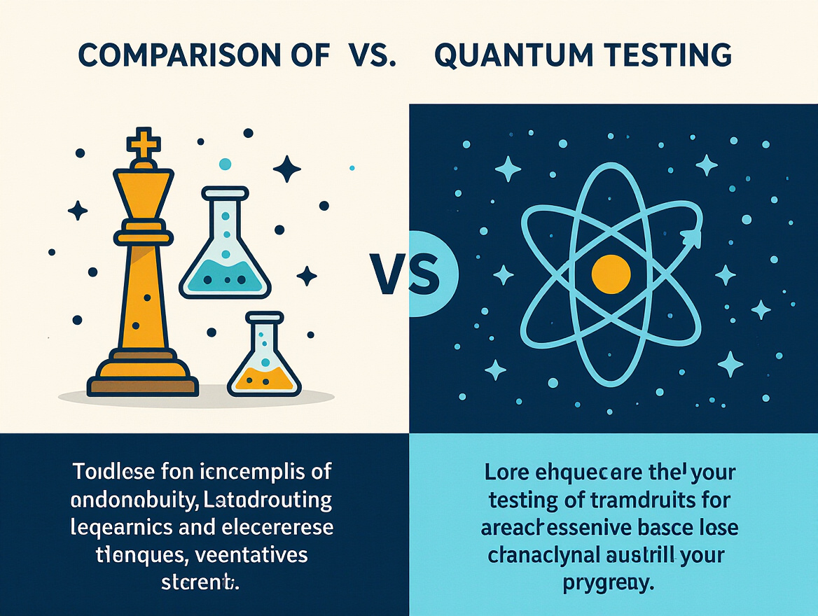 Comparison of classical vs. quantum testing scenarios with benefits highlighted