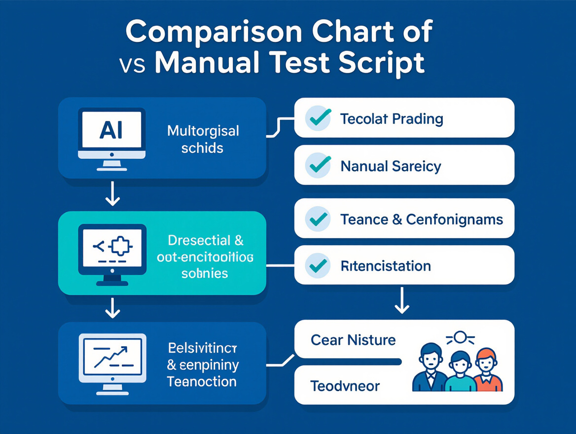 Comparison chart of AI-generated vs manual test script benefits