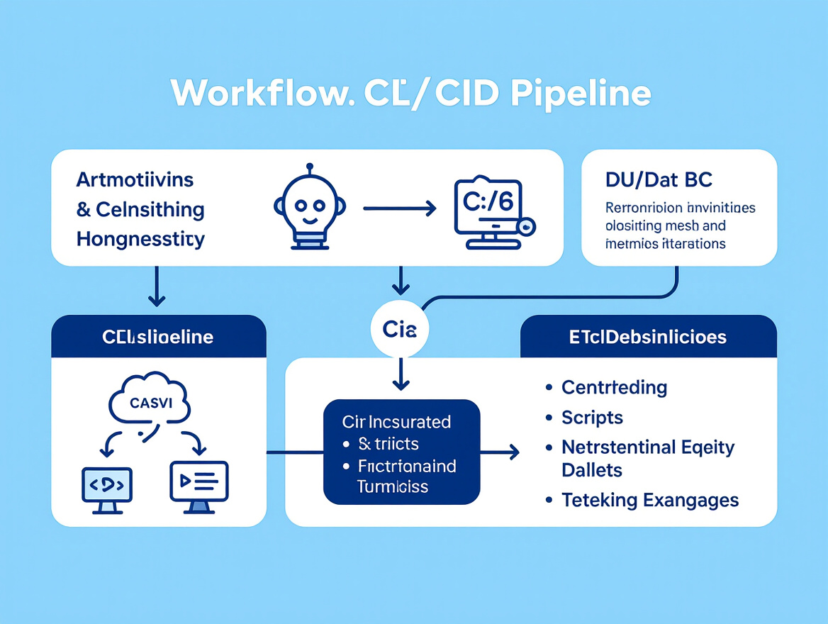 Workflow diagram showing integration of AI-generated scripts into CI/CD pipeline