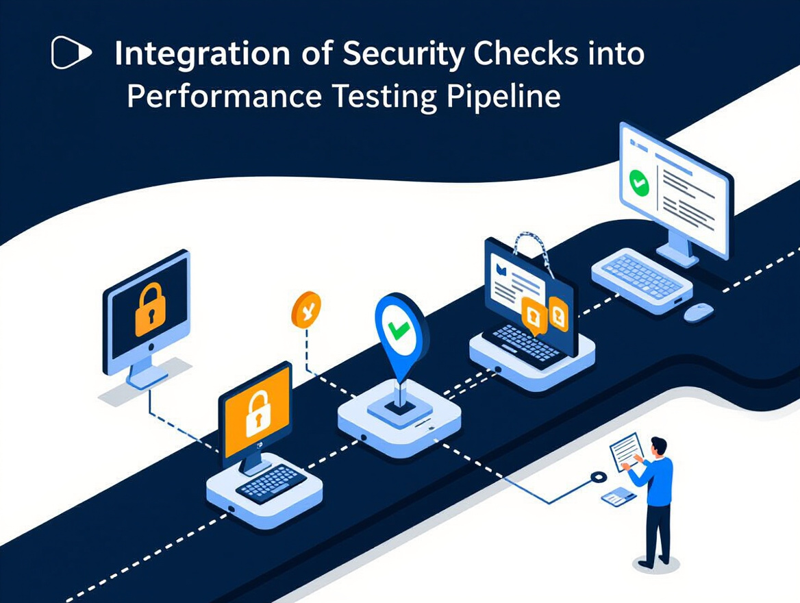 Diagram showing integration of security checks into performance testing pipeline
