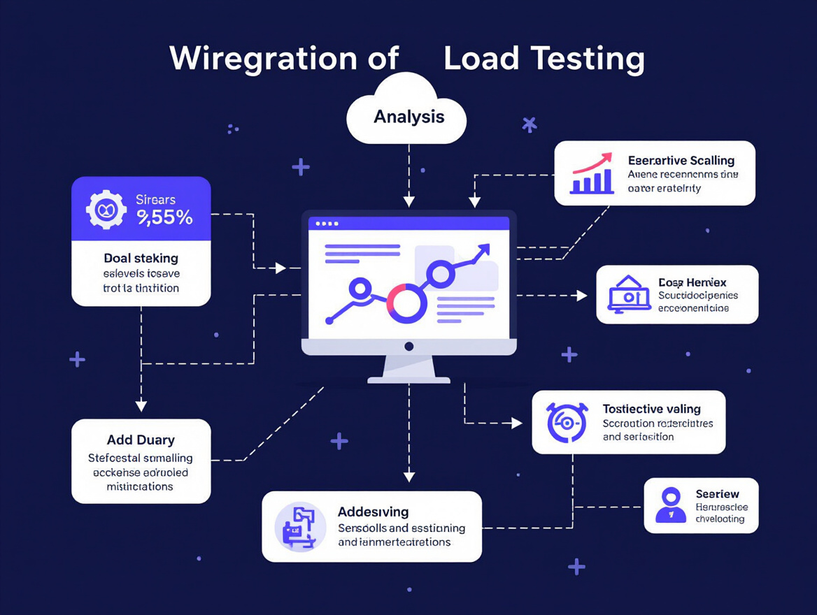 Workflow showing integration of AI-driven analysis in load testing, with annotations on predictive scaling benefits