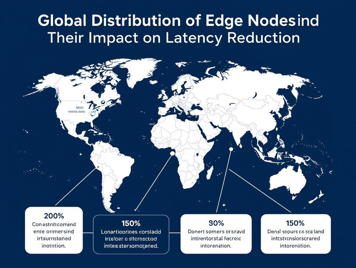 Diagram showing global distribution of edge nodes and their impact on latency reduction
