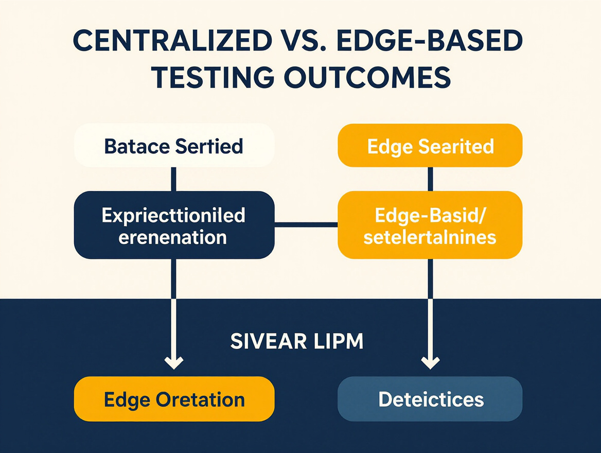 Comparison chart of centralized vs. edge-based testing outcomes