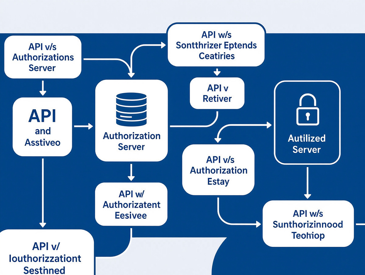 Workflow diagram showing API and authorization server interactions under load