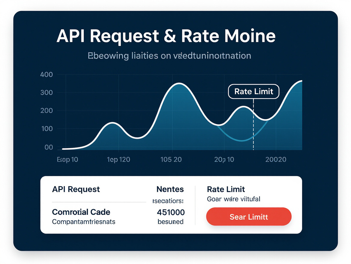 Graph illustrating API request spikes and rate limit thresholds