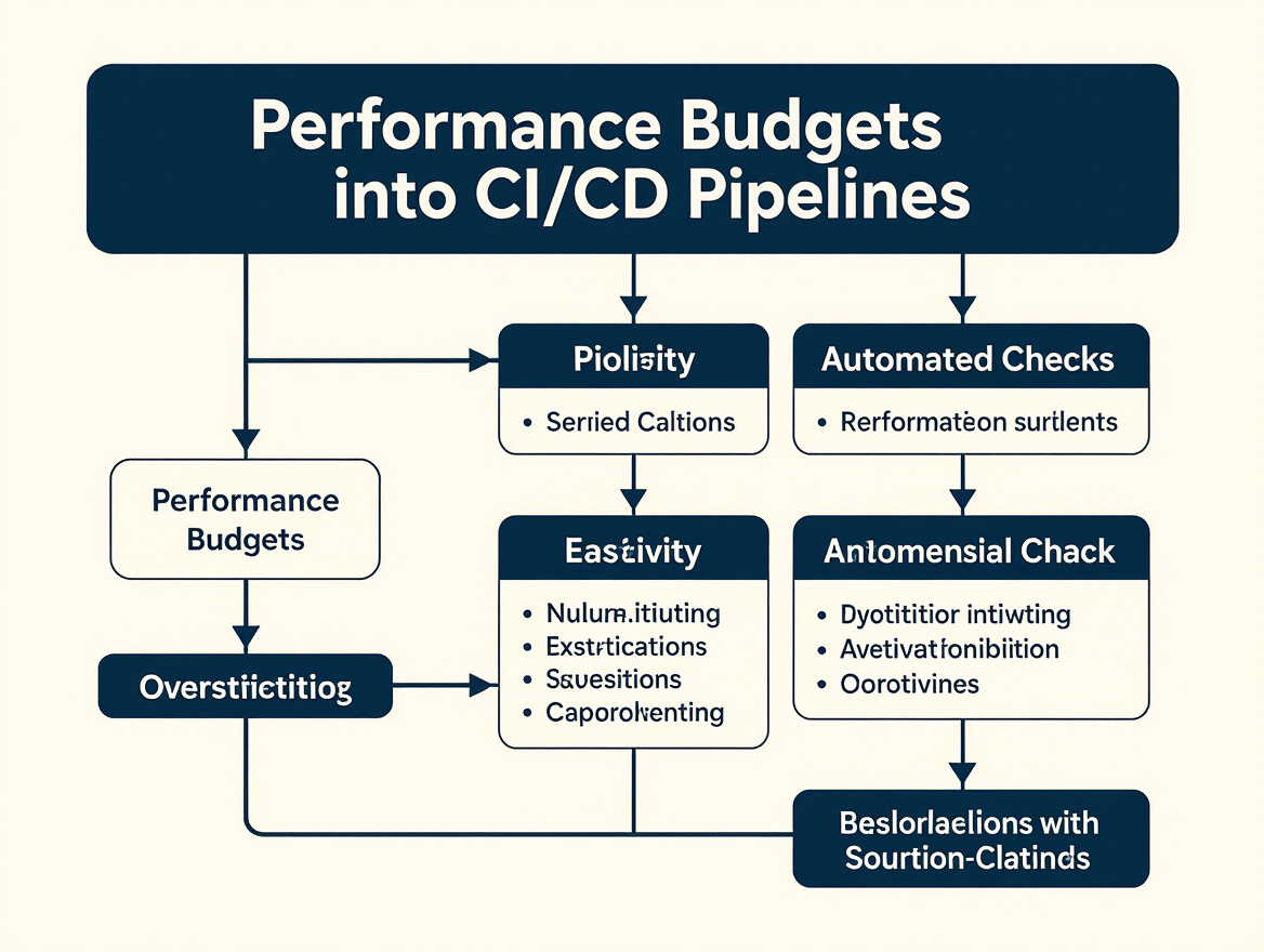 Workflow diagram showing the integration of performance budgets into CI/CD pipelines with automated checks and alerts