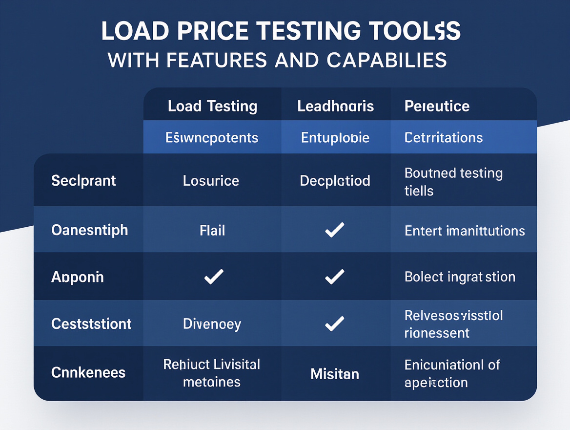 Comparison table of load testing tools with features and capabilities