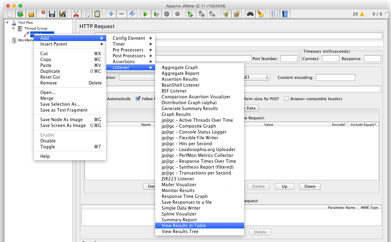 apache jmeter results listener