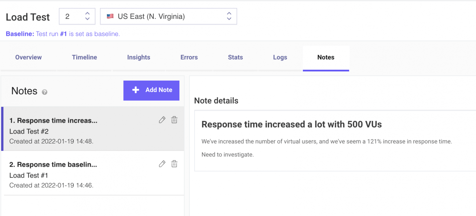 How to Add Notes to your Load Test Results