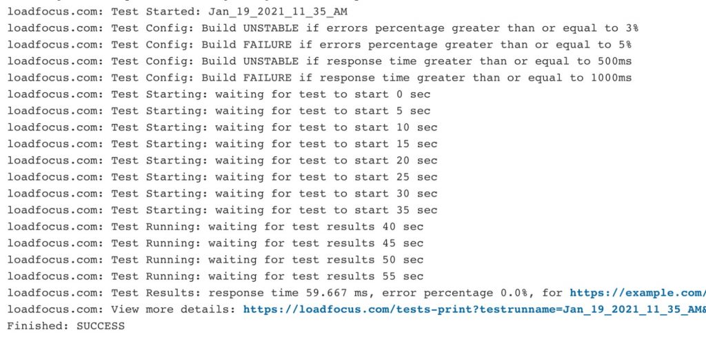 load test console log