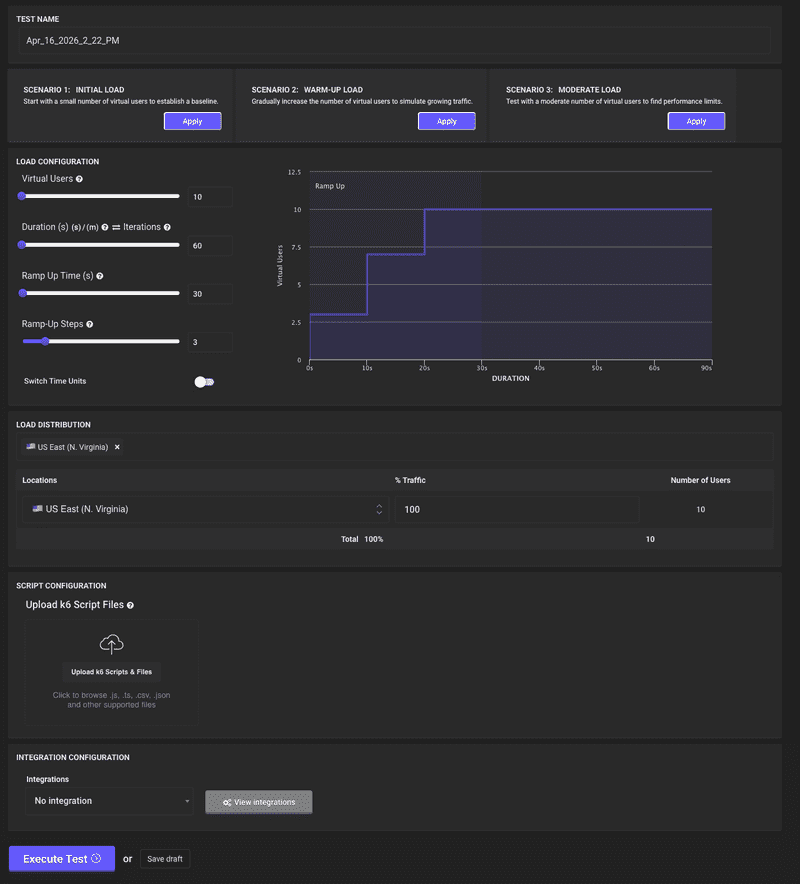 k6 Load Test Configuration