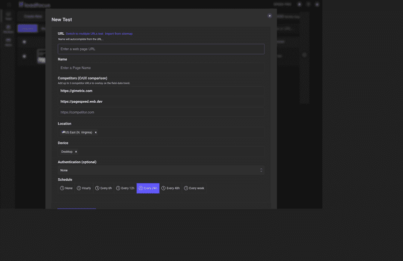 Add competitor URLs