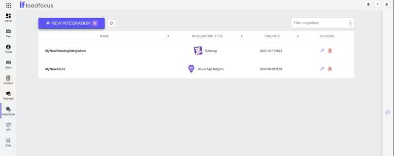 Ajouter une intégration Azure App Insights dans LoadFocus