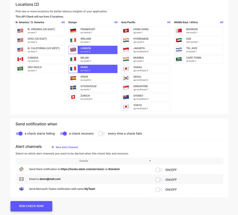 Configuration de la vérification API